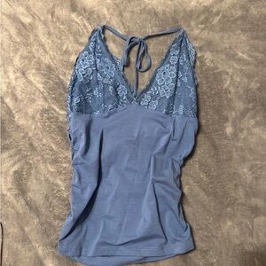 Blue Lace Halter Top